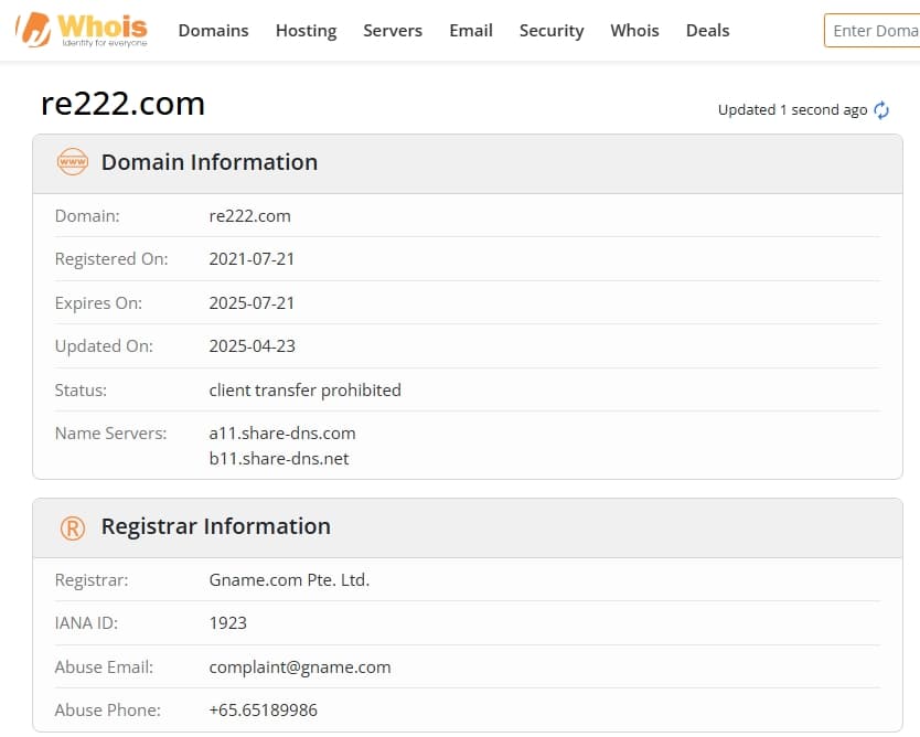Website registration time