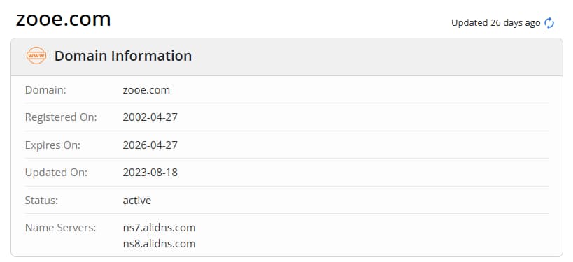 Whois-Domainregistrierungszeit