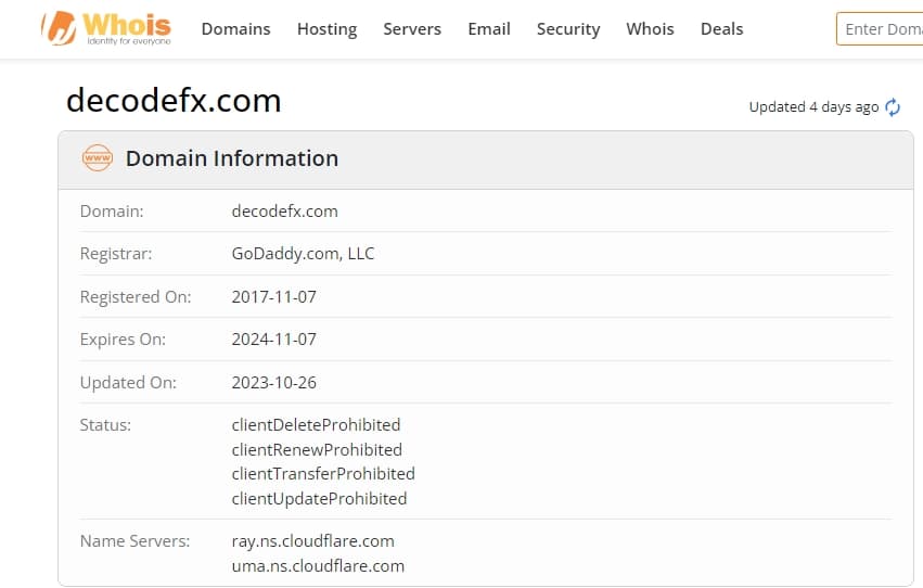 Decode Global Whois Registration