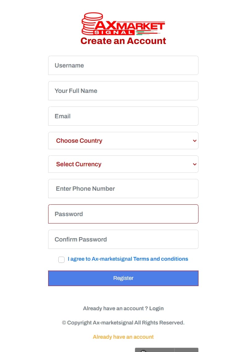 register of Axmarketsignal