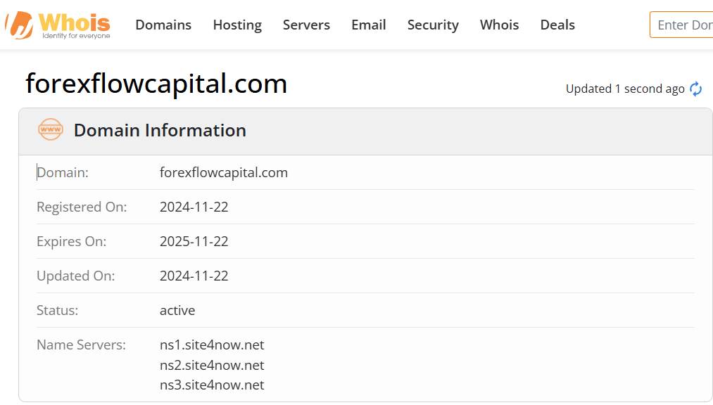 Whois lookup results