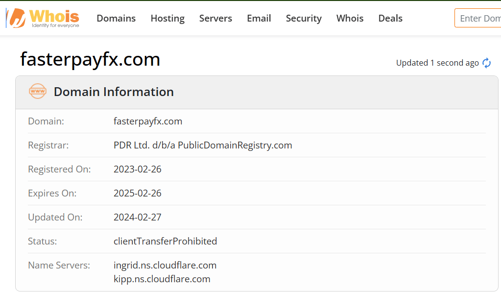 Whois lookup results