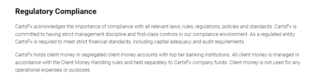 CartsFx Website Regulatory Information