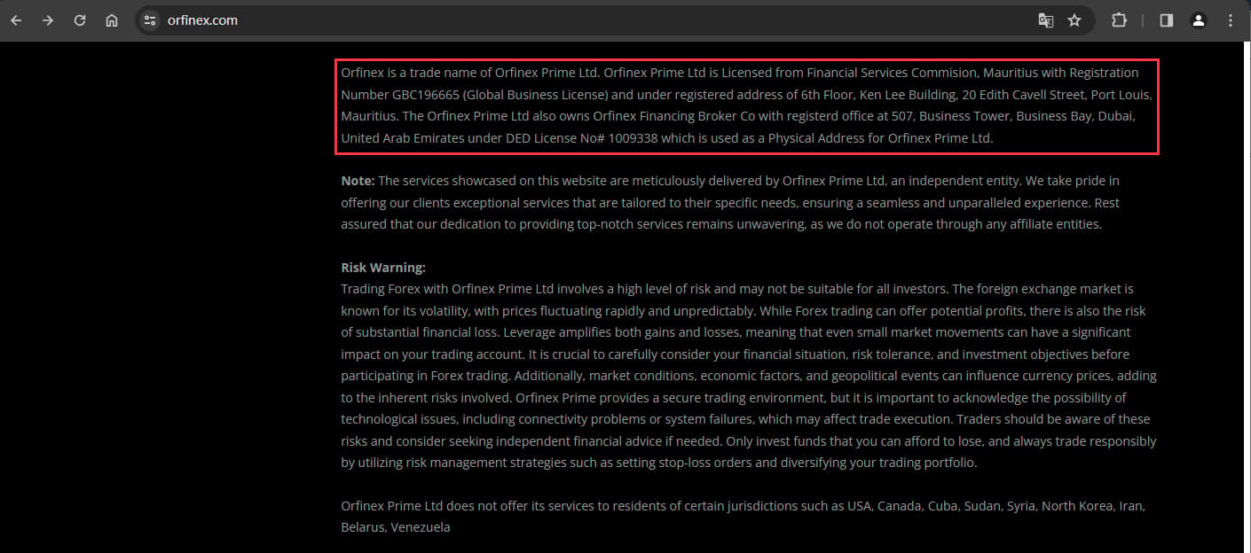 The official website shows the company registration information