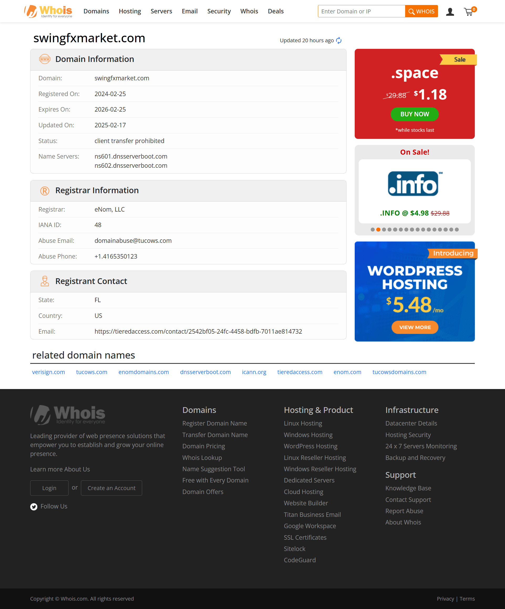 Whois lookup results