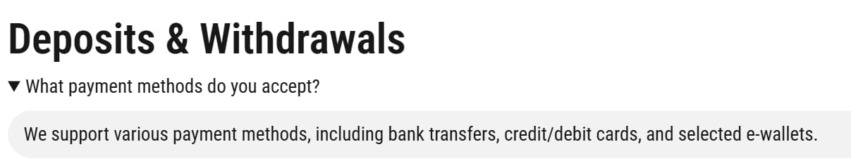 Deposit and Withdrawal Methods