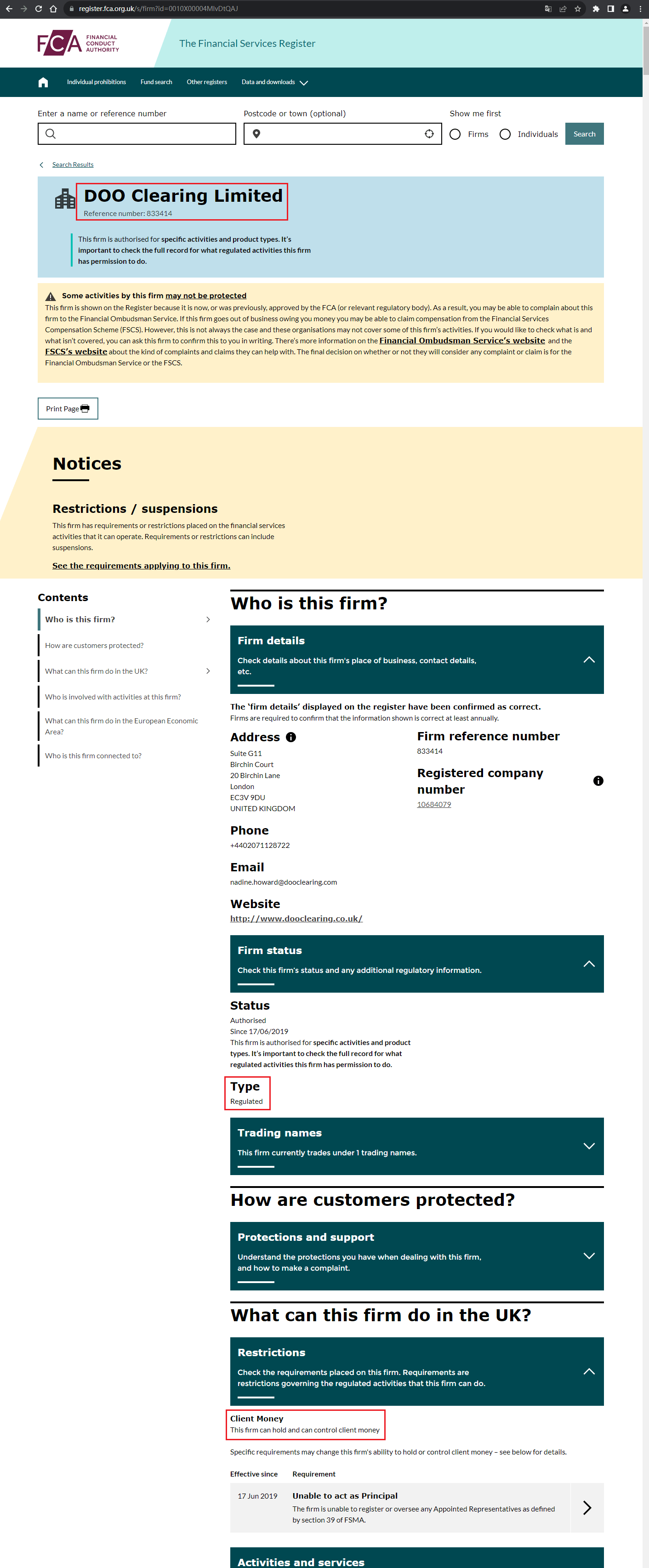 The official website shows the company's regulatory information query