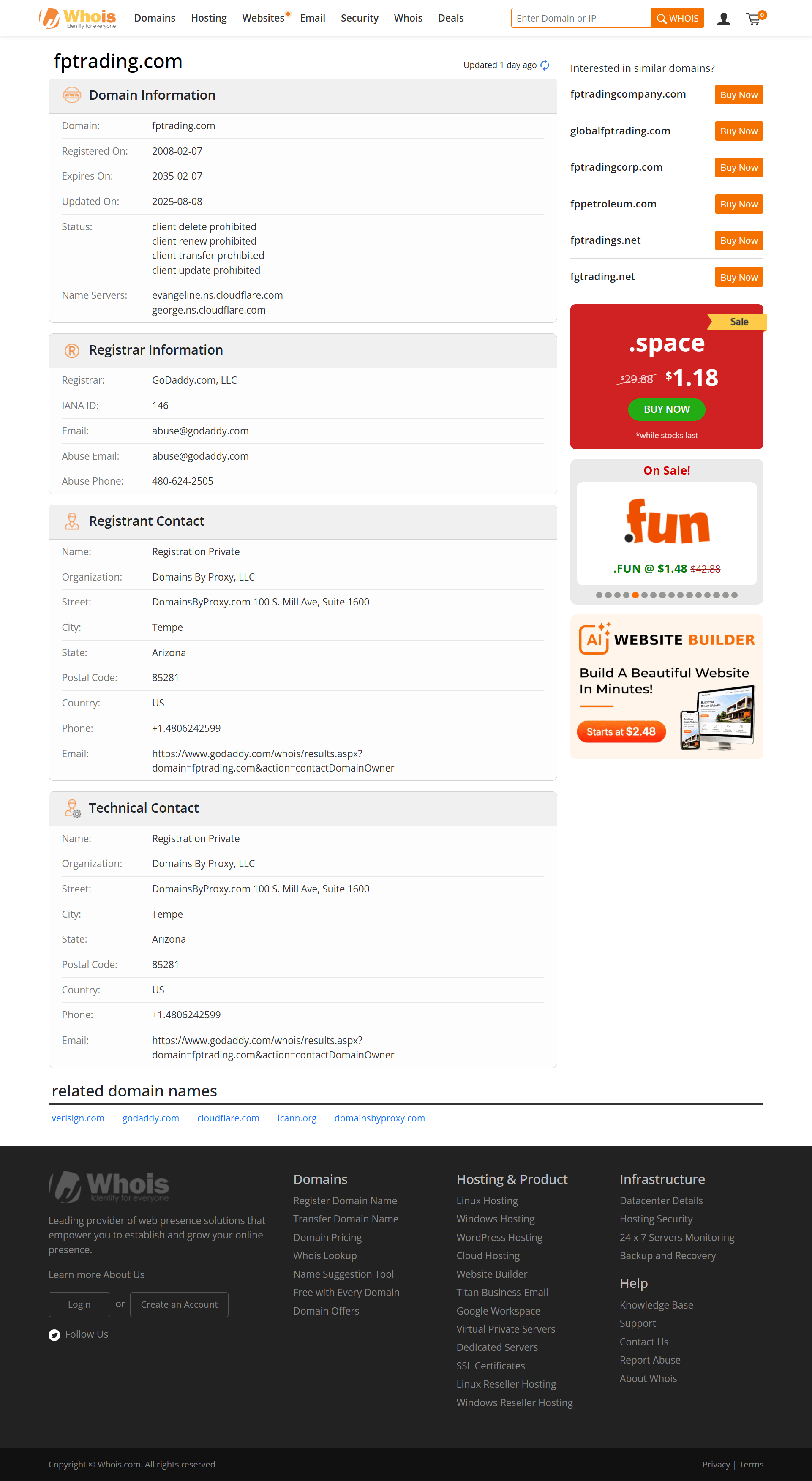 Whois-Domain-Registrierungsinformationen