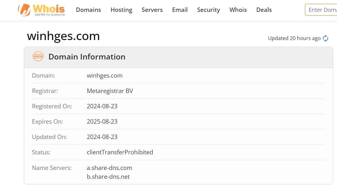 Company domain registration date