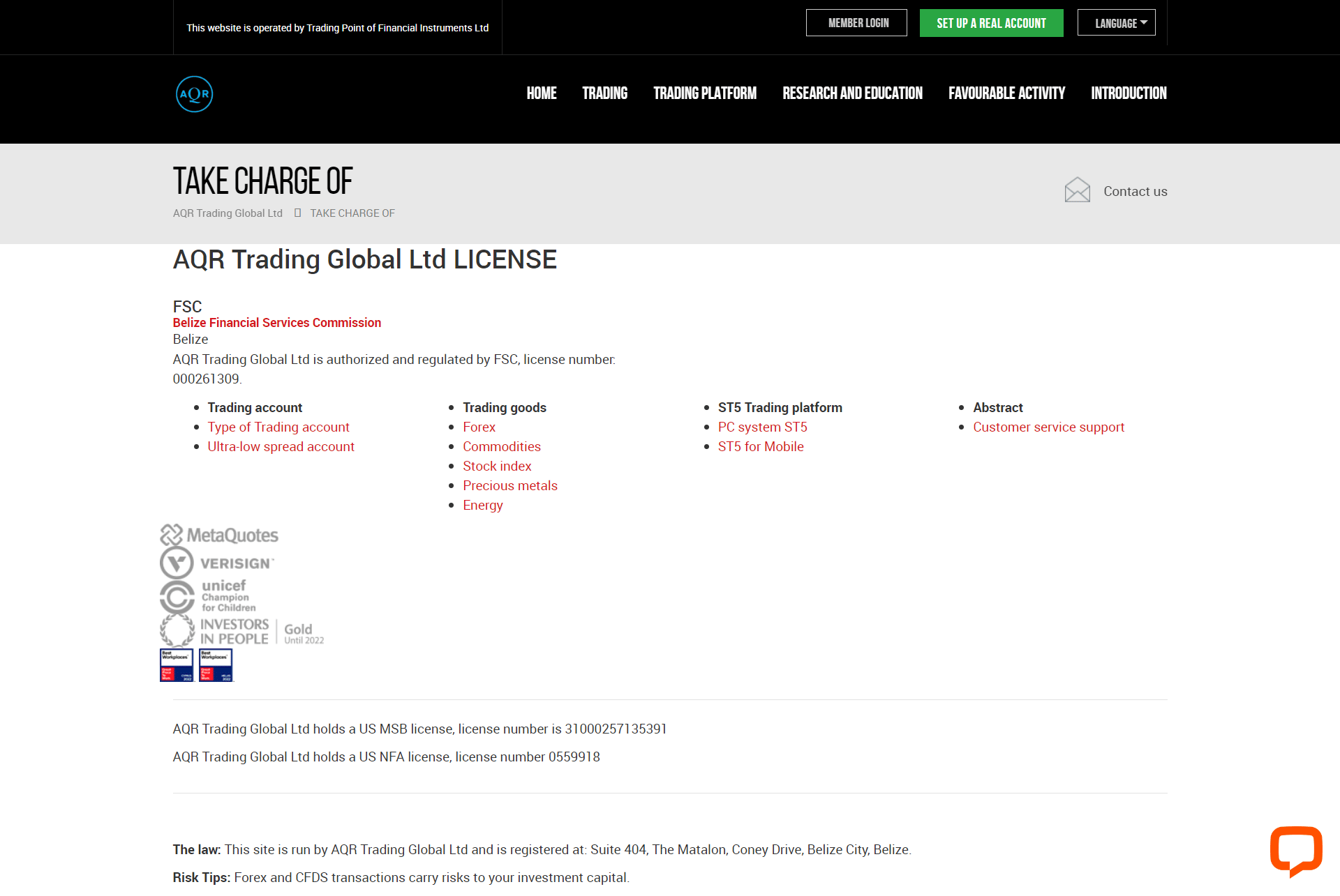 AQR Trading Global Ltd官网