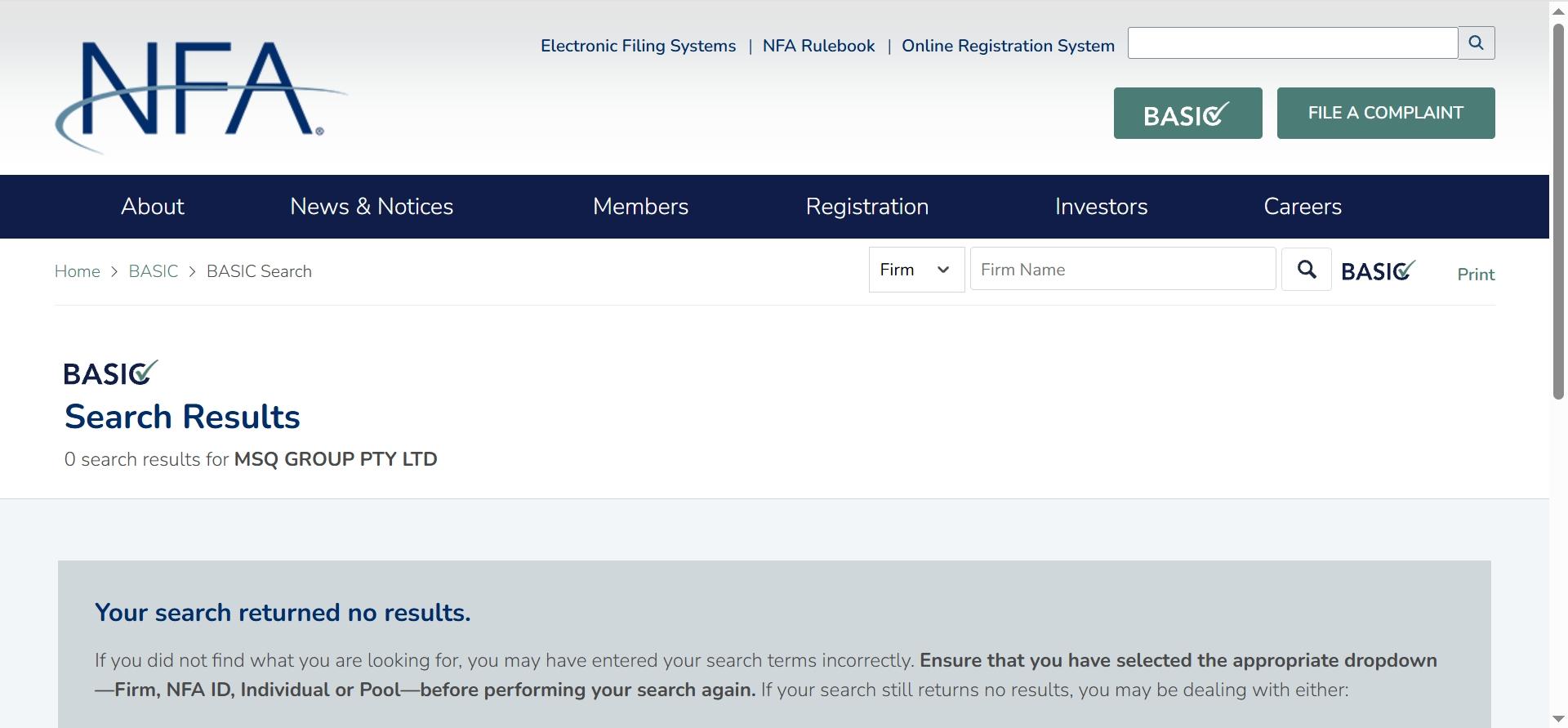 NFA Inquiry
