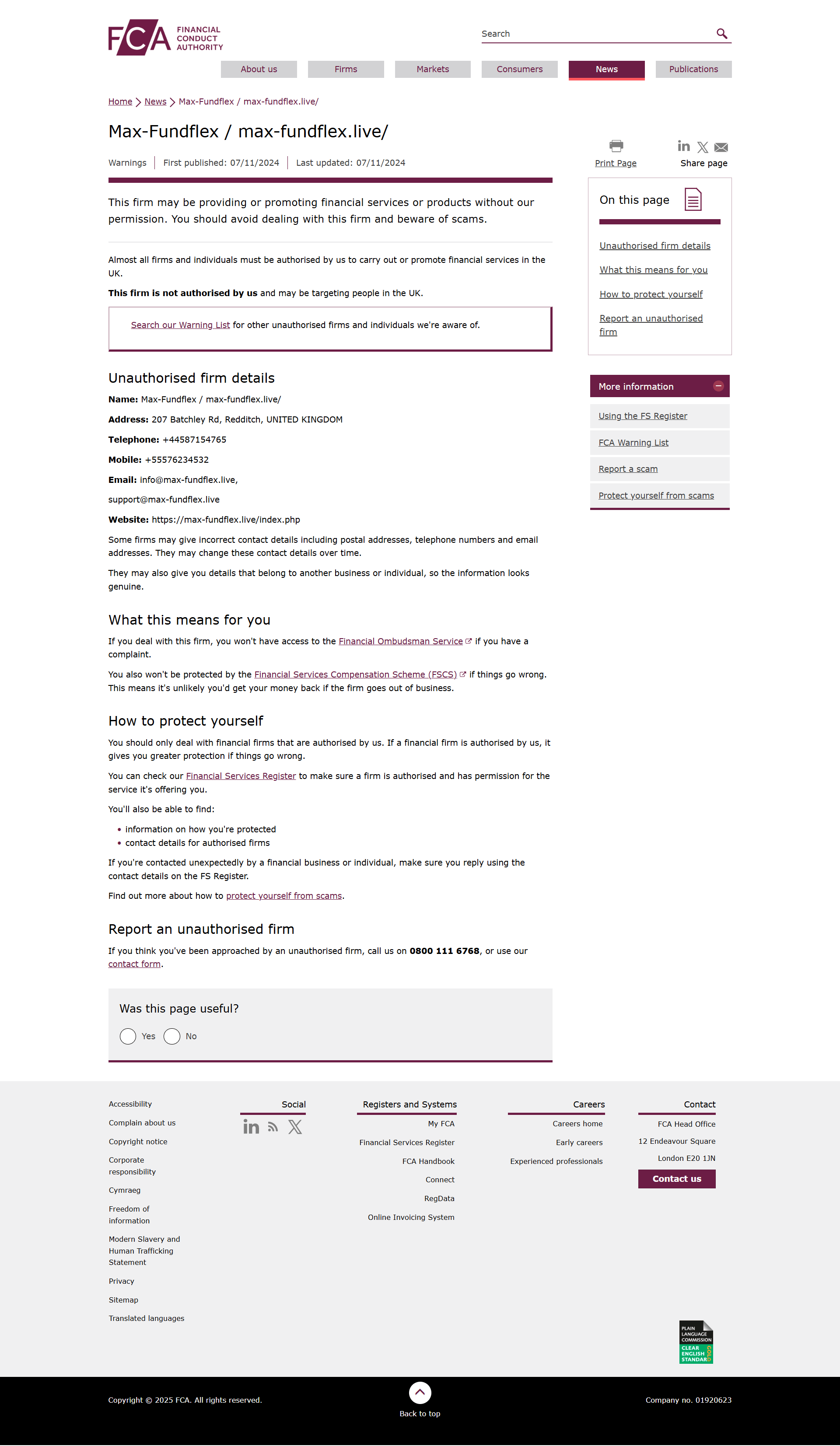 UK Financial Conduct Authority（FCA）