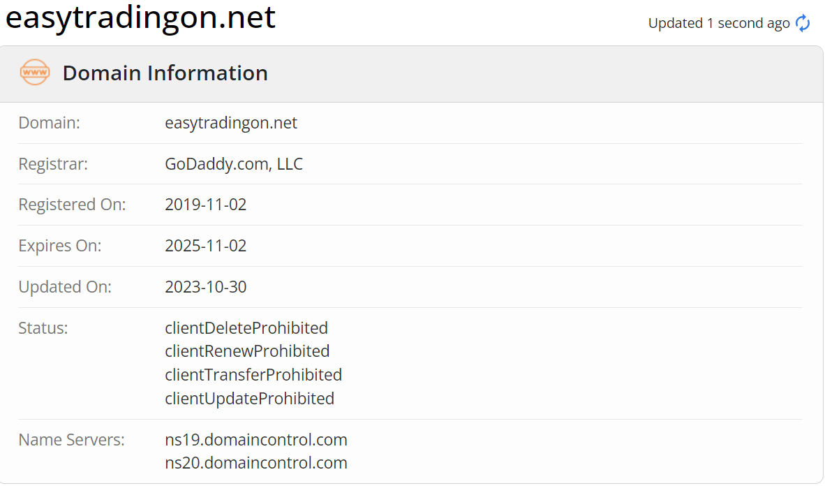Whois query results
