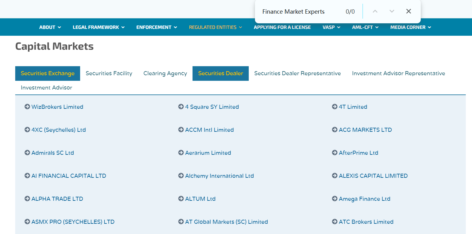 Seychelles Regulatory Information