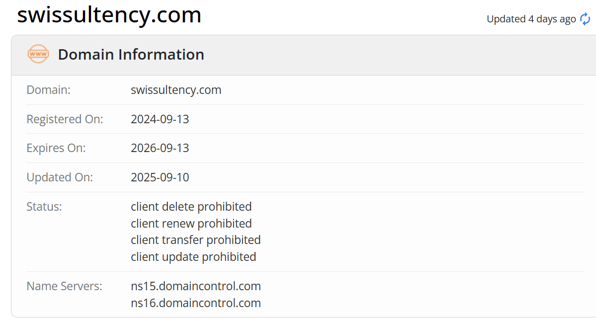 Domain name registration information