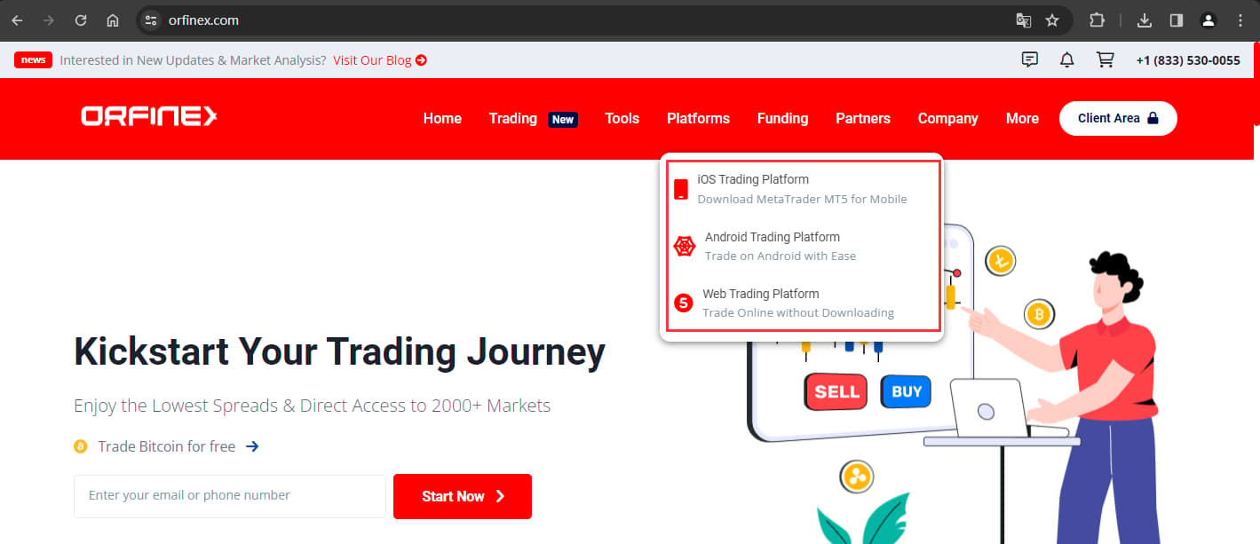 The official website displays trading software information