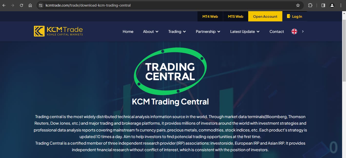 The official website displays other service information