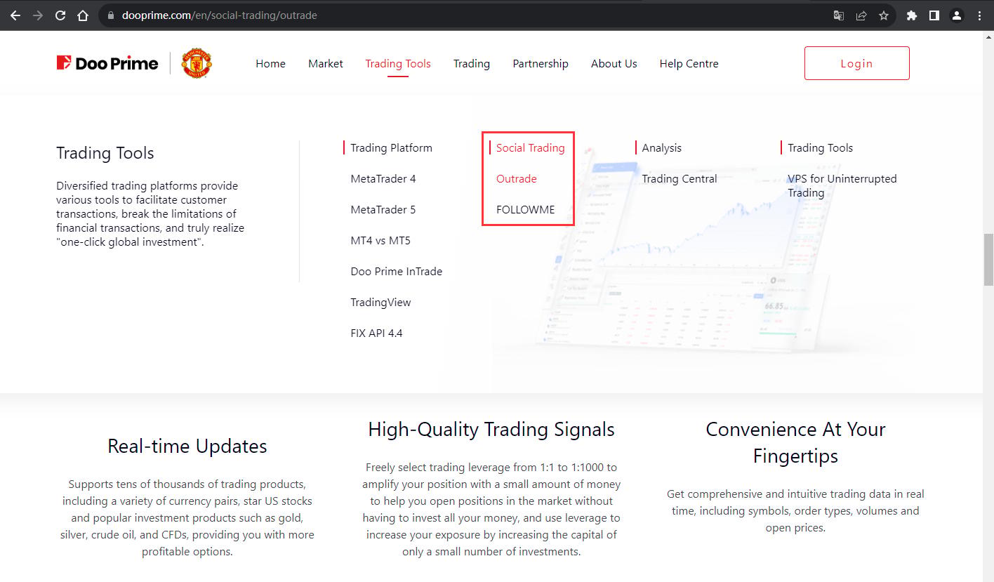 The official website displays other service information