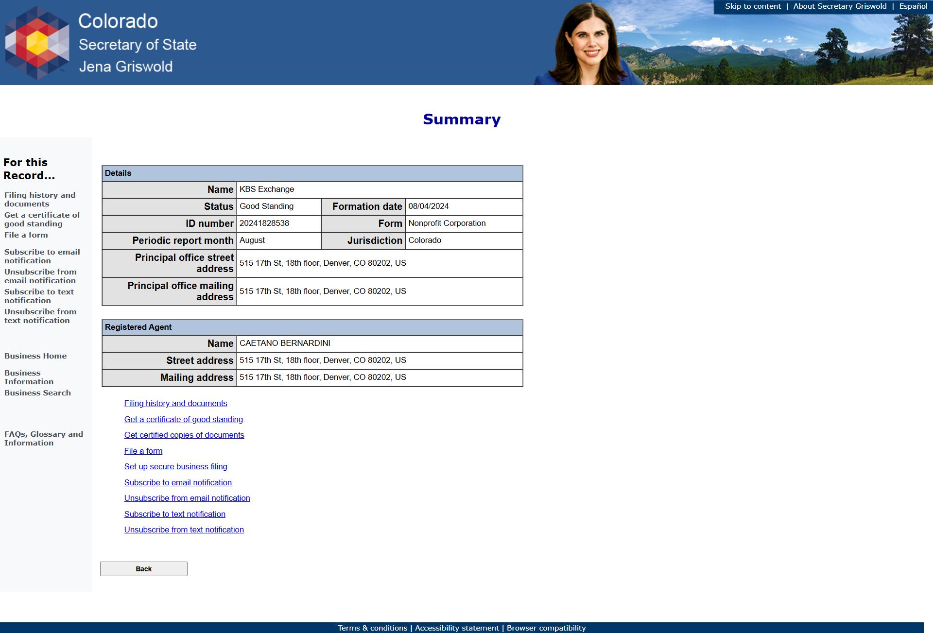 Colorado Business Database