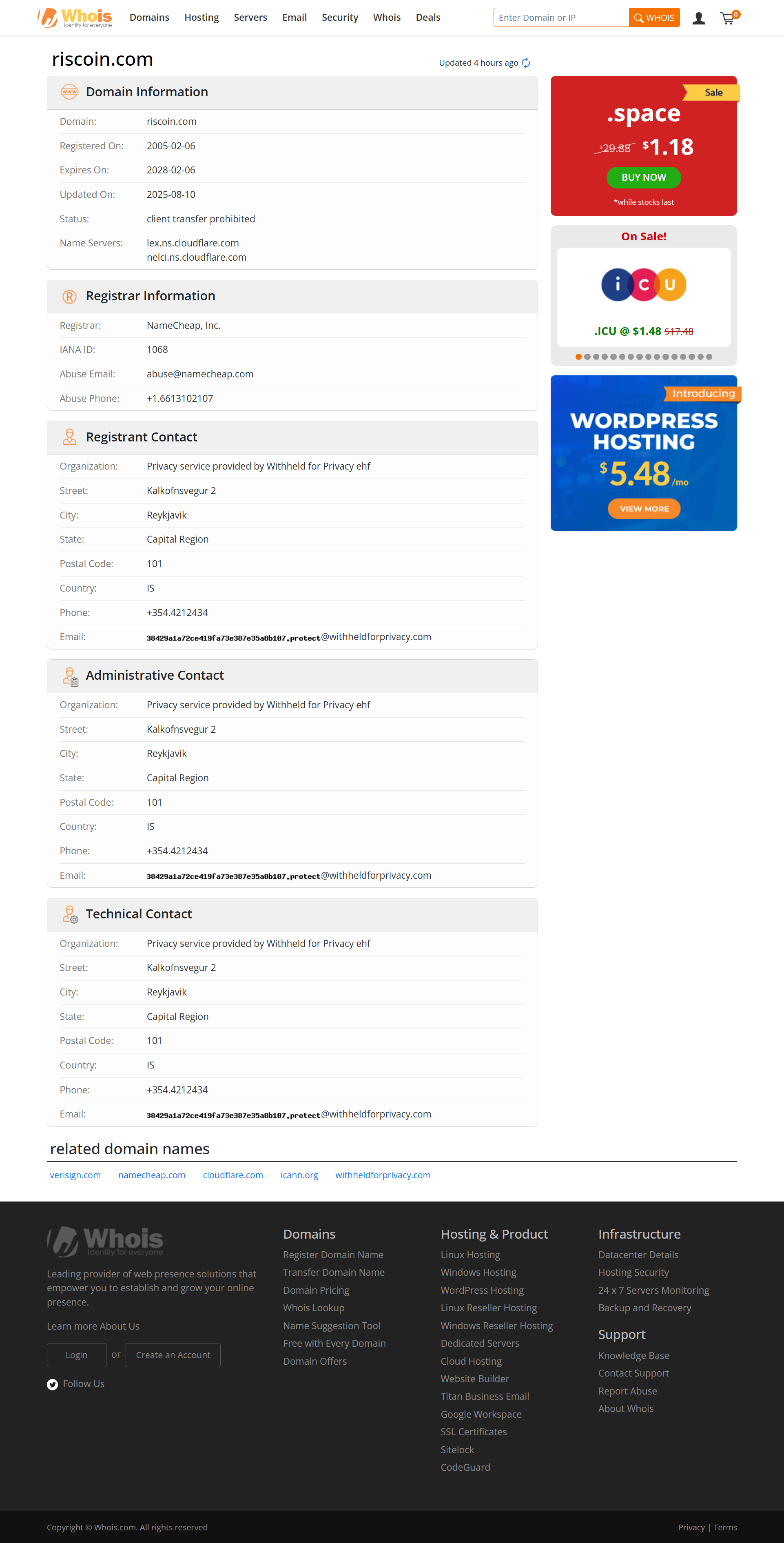 Whois lookup results