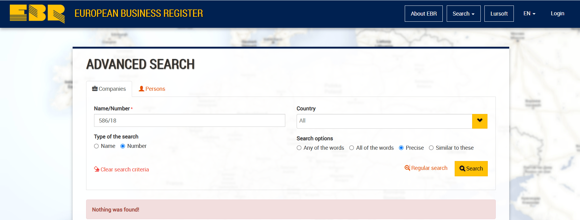 European Business register Official Website