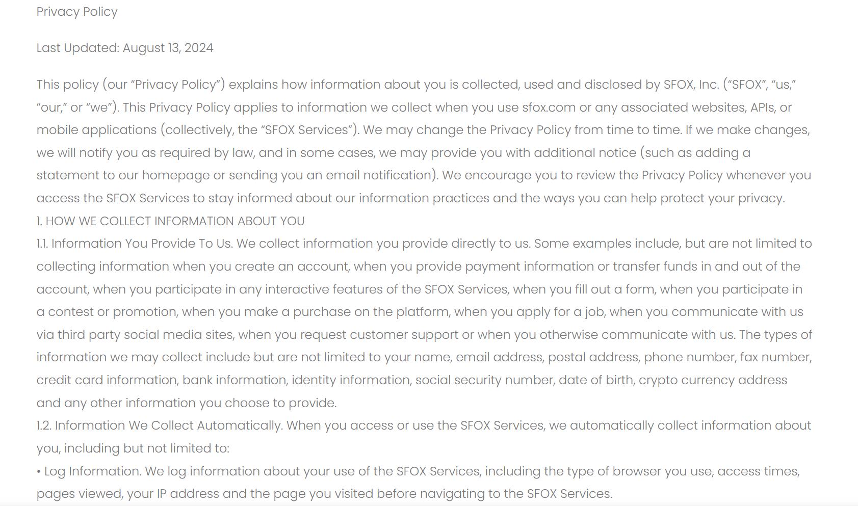 Privacy Policy Information
