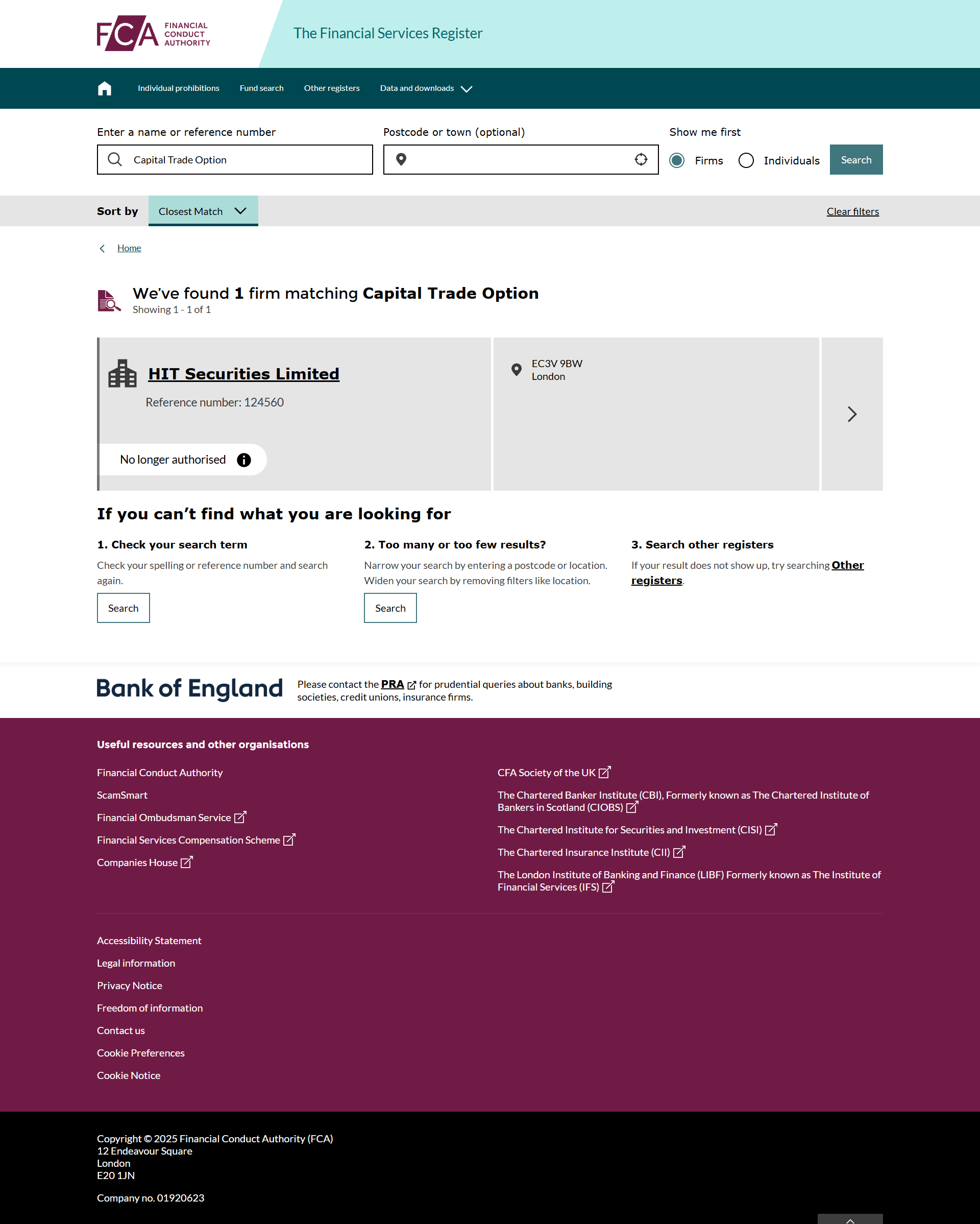 UK Financial Conduct Authority（FCA）