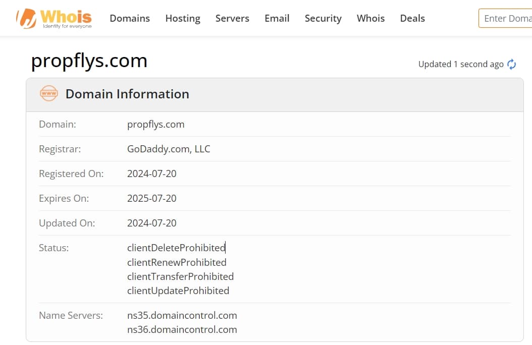 Propflys's domain time