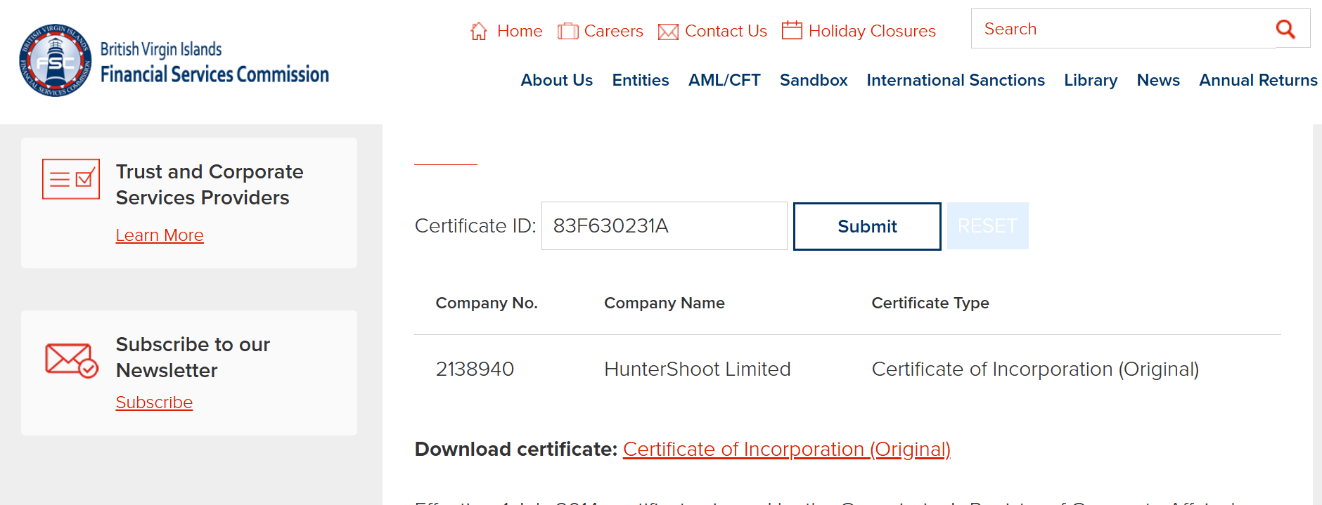 Registration information verification