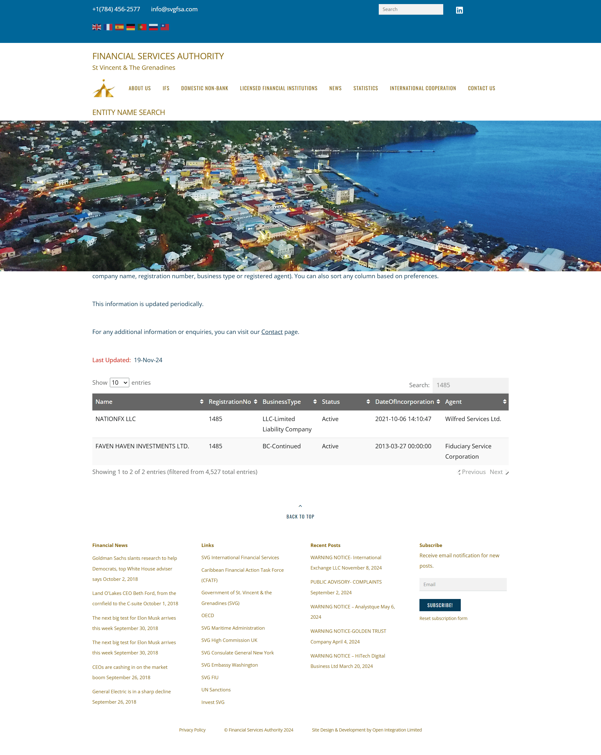 Financial Services Authority, St Vincent & the Grenadines（FSA）