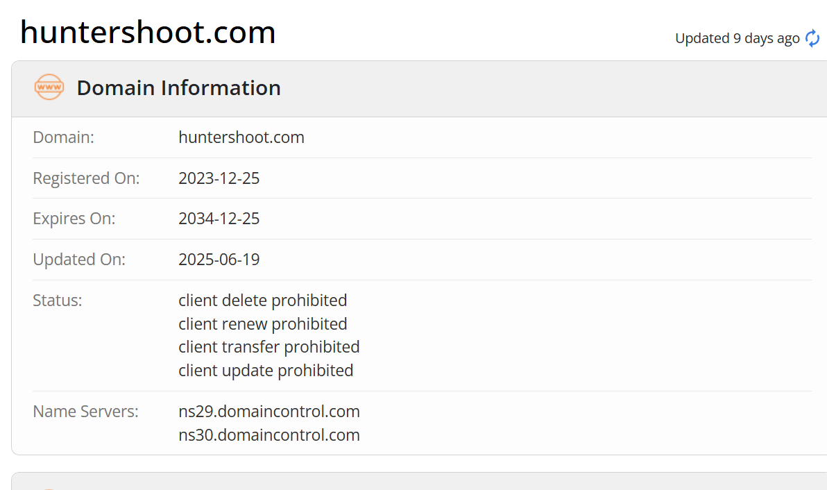 Domain name registration information