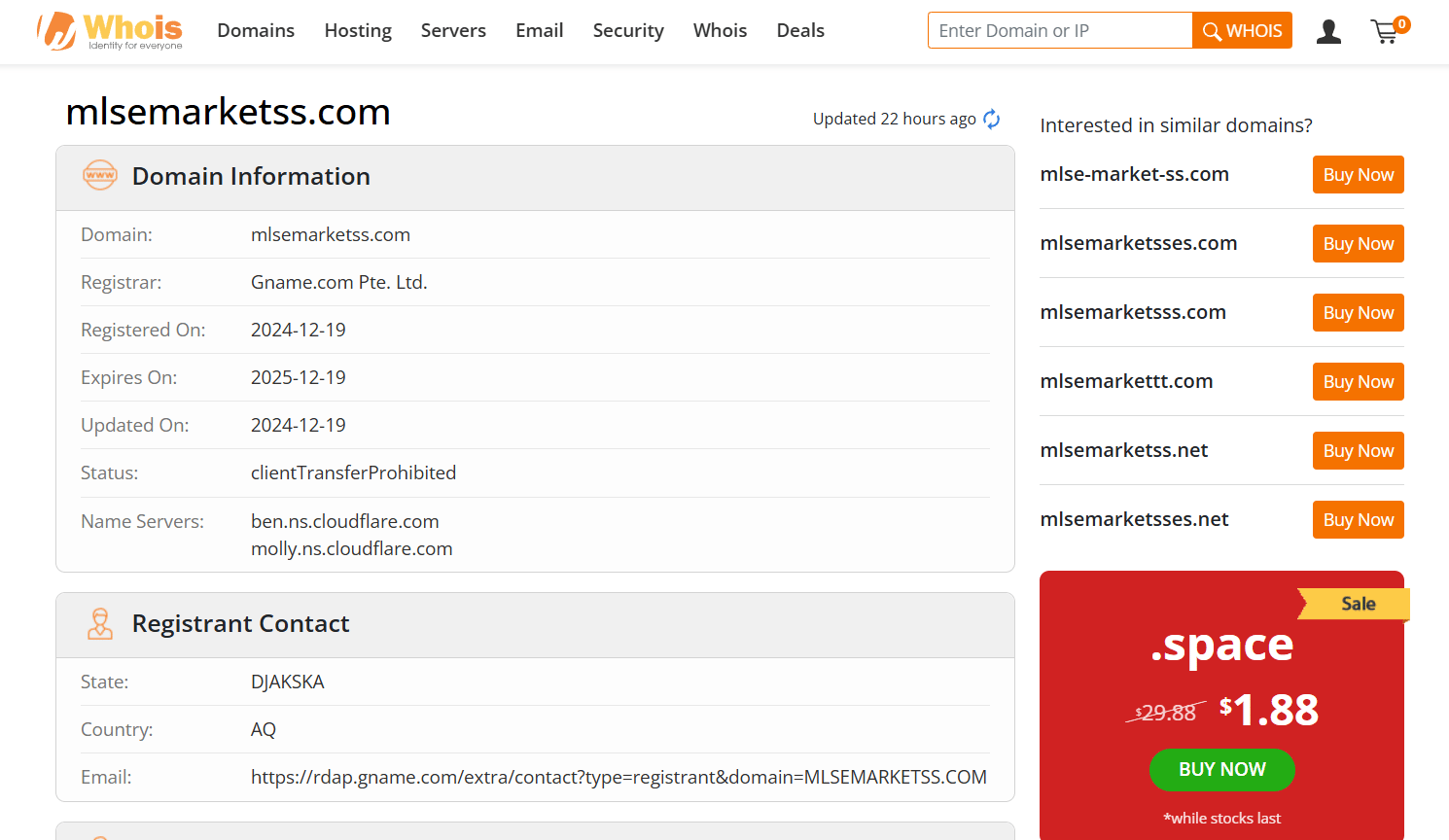mlsemarketss.com whois