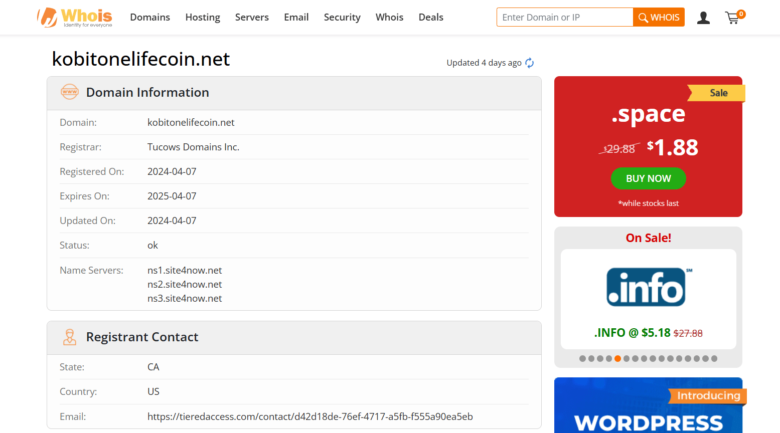 kobitonelifecoin.net whois