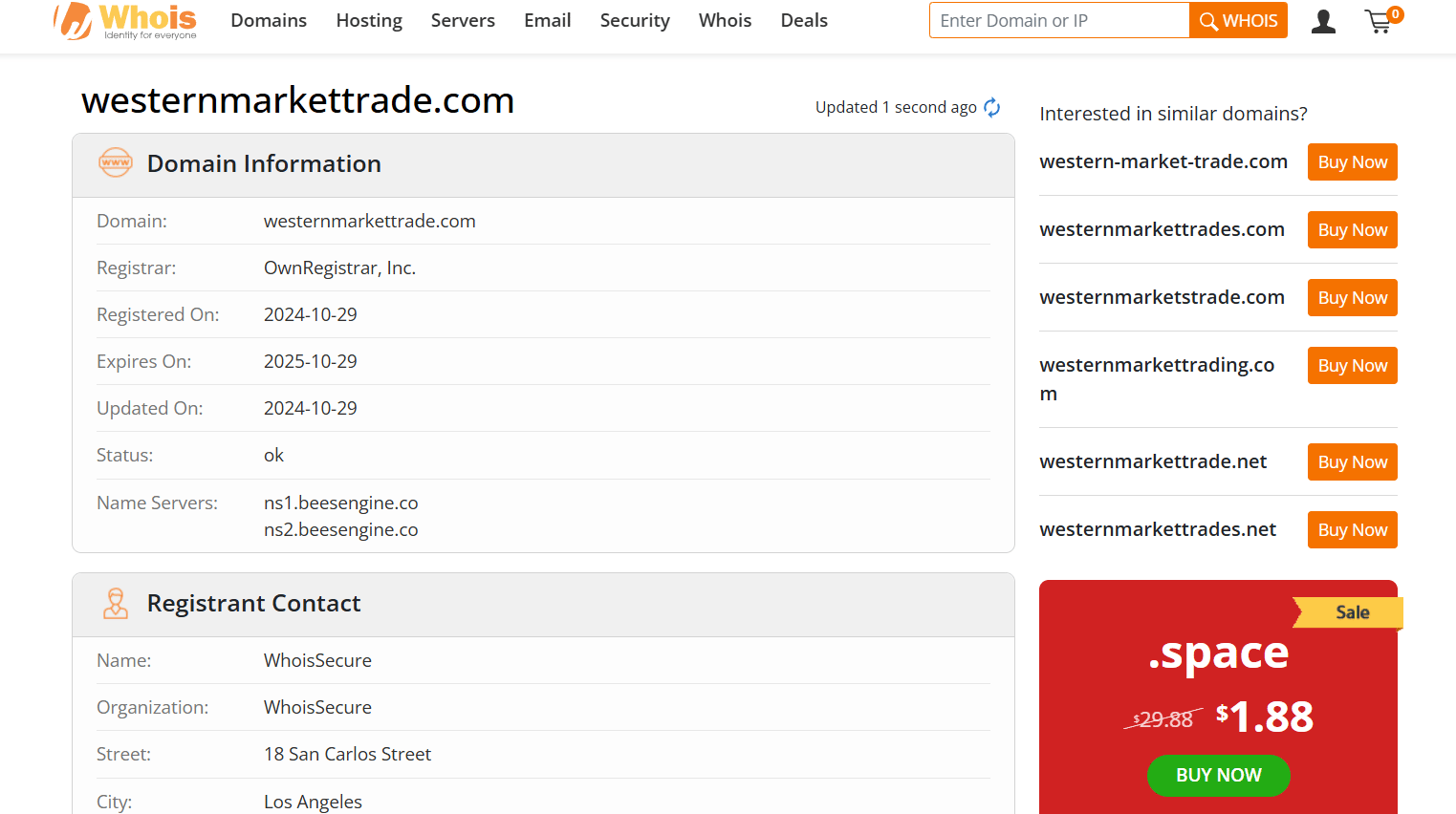 westernmarkettrade.com whois