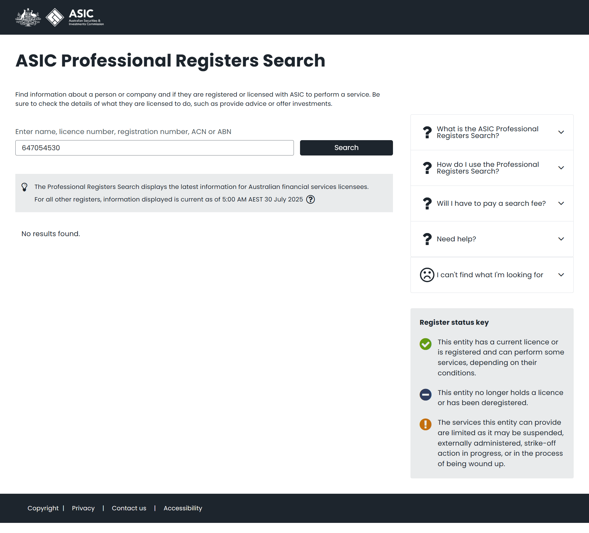 Australian Securities & Investments Commission(ASIC)