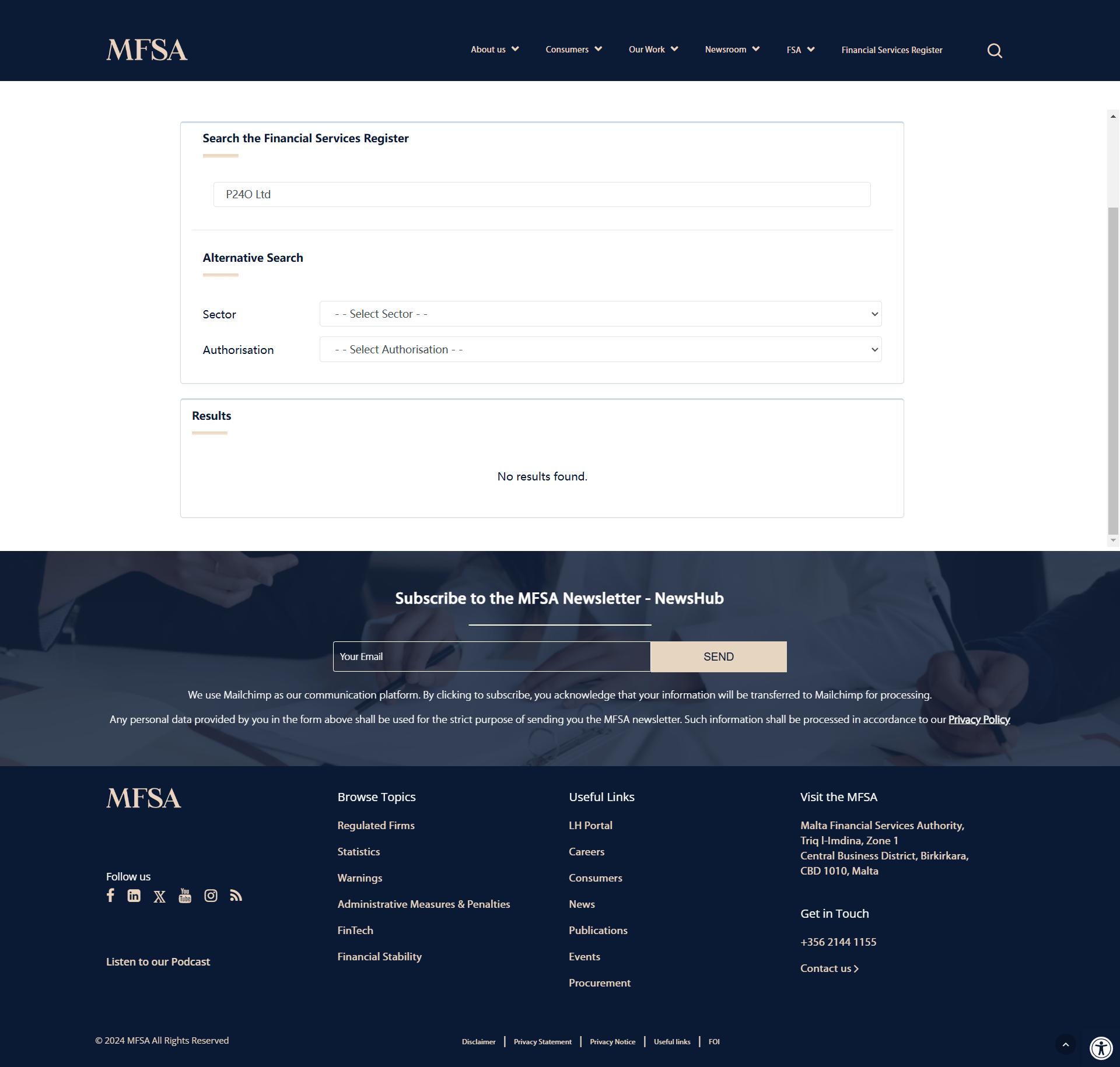Malta Financial Services Authority（MFSA）