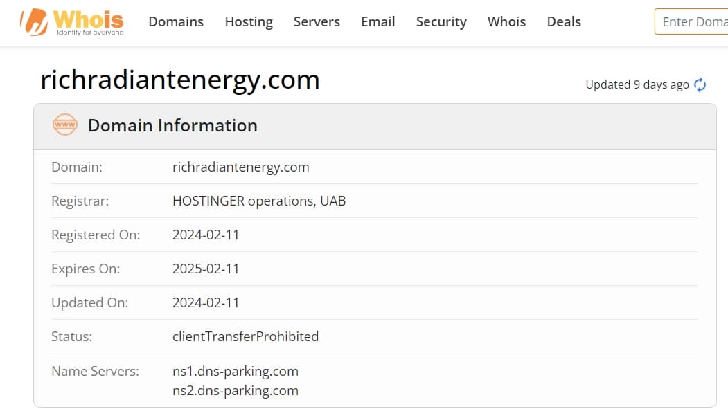 whois domain time of Richradiant-Energy