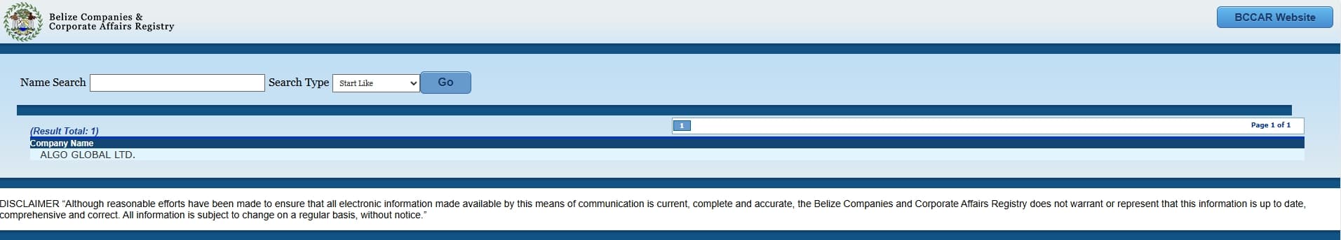 Belize Companies and Corporate Affairs Registry