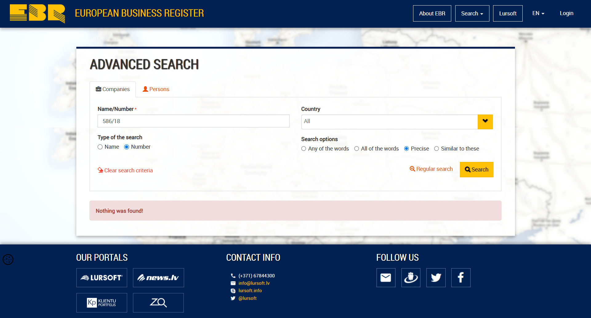 European Business register Official Website
