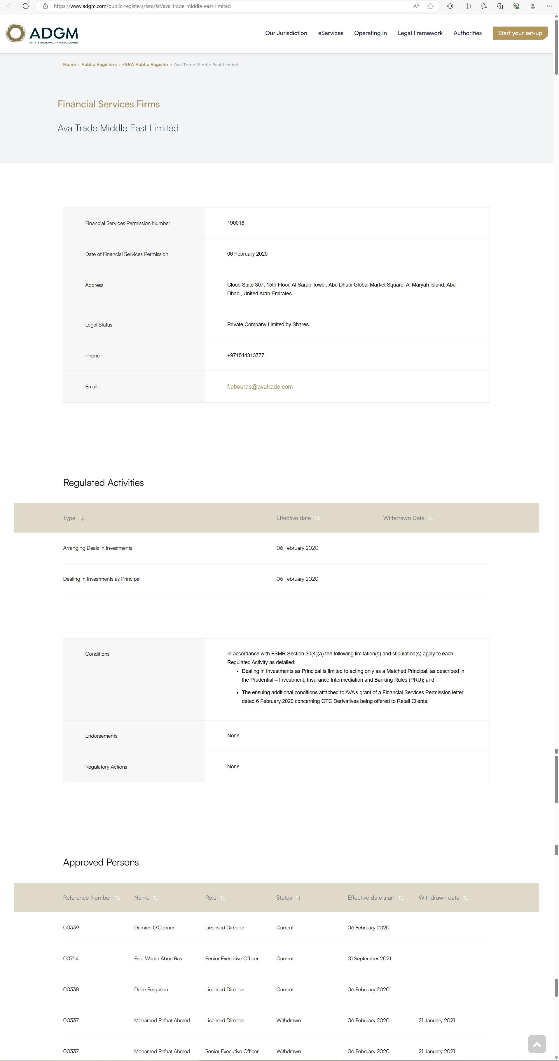 Financial Services Regulatory Authority (FSRA)
