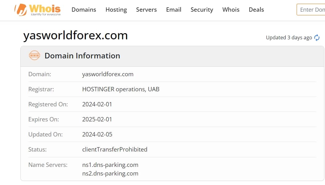 domain time of YasWorldForex