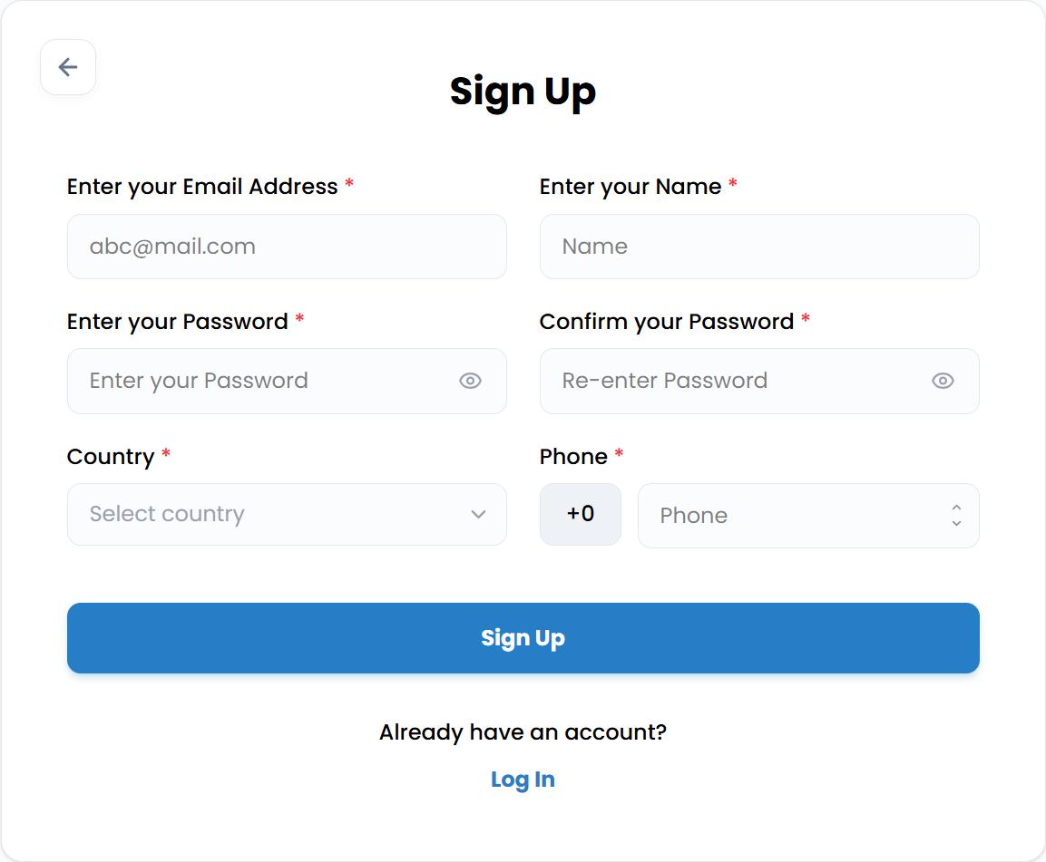 Registration form information