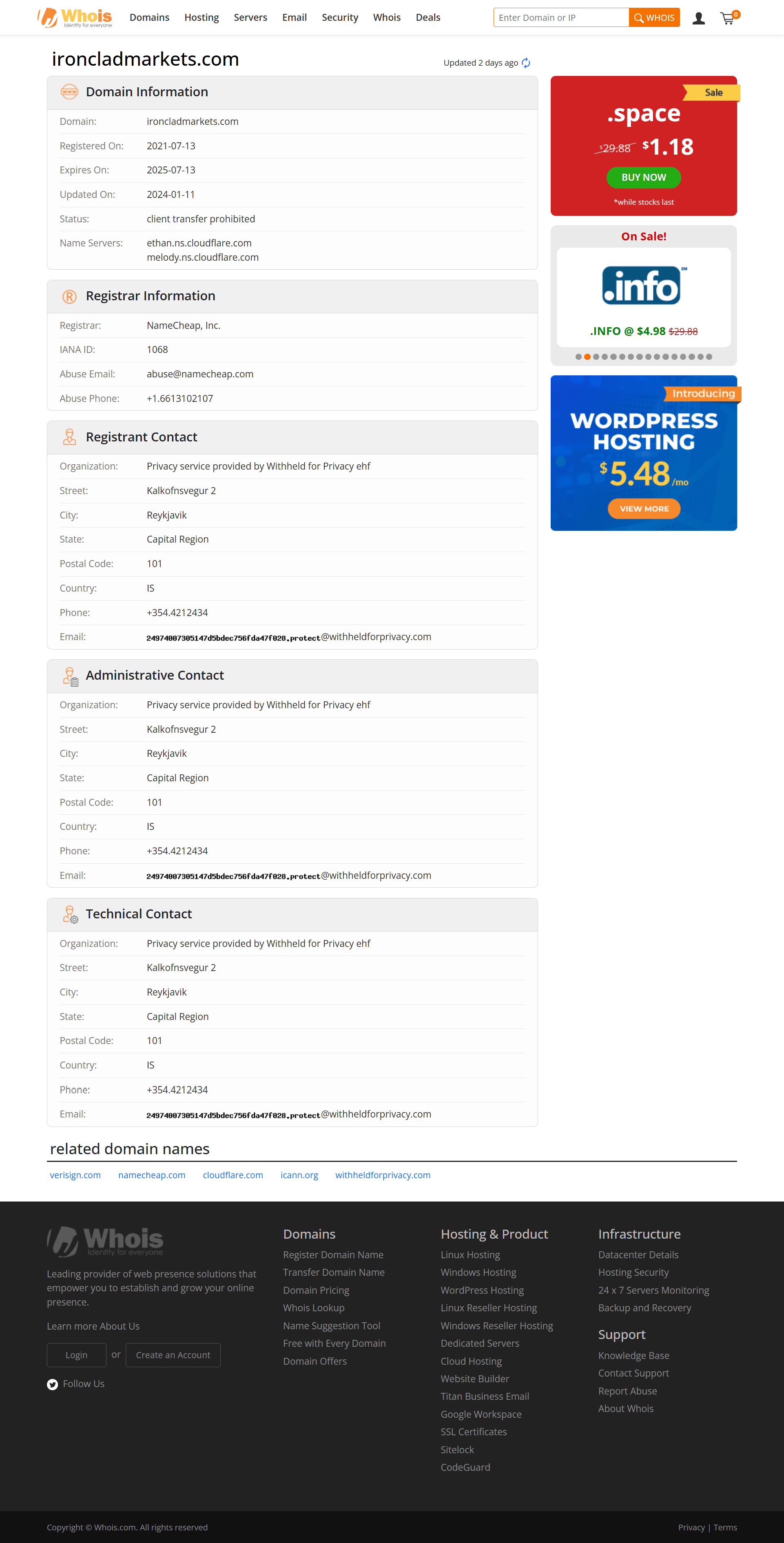 Whois lookup results