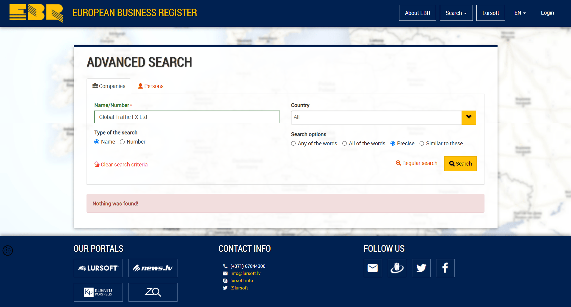 European Business register Official Website