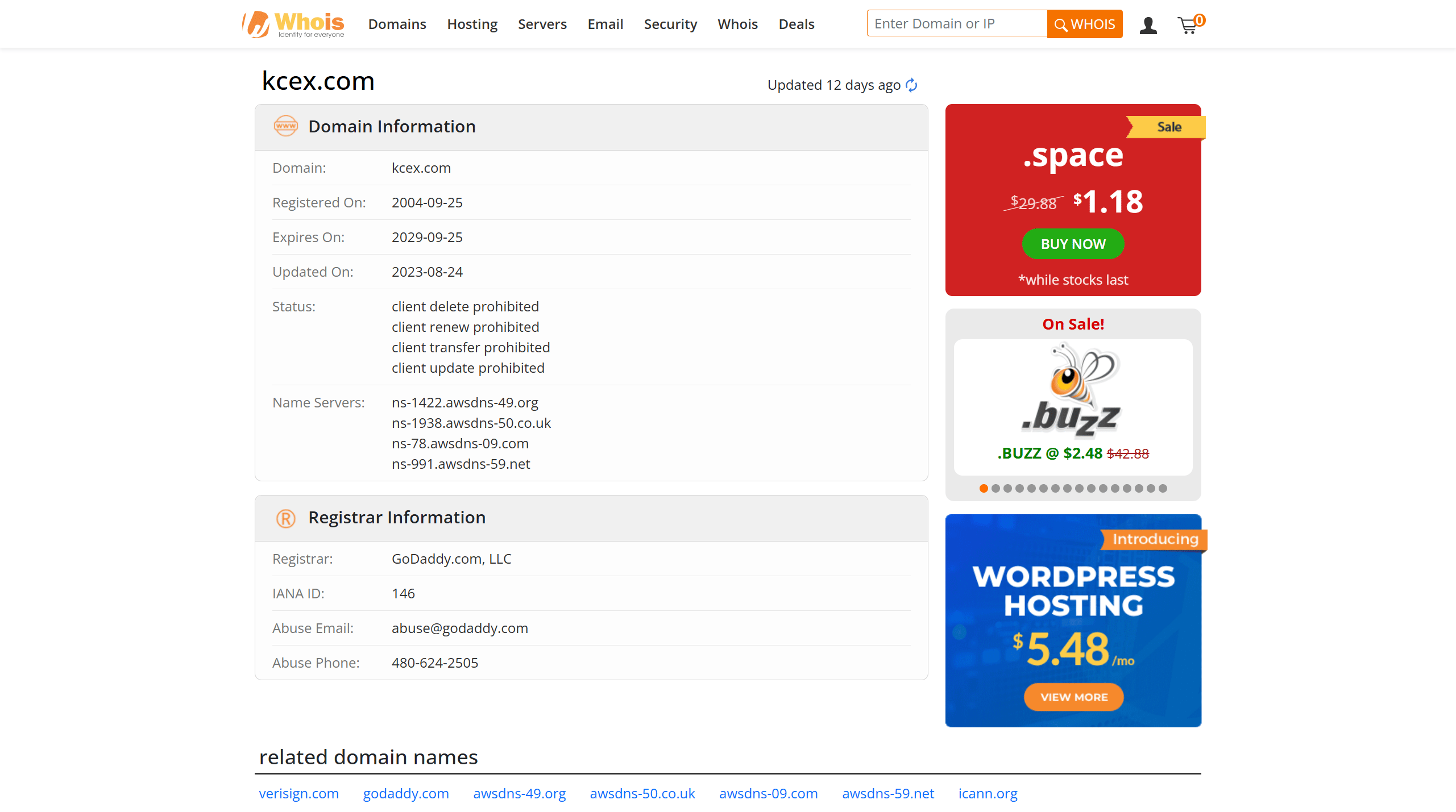 Registrierungsdatum der Domain bei Whois