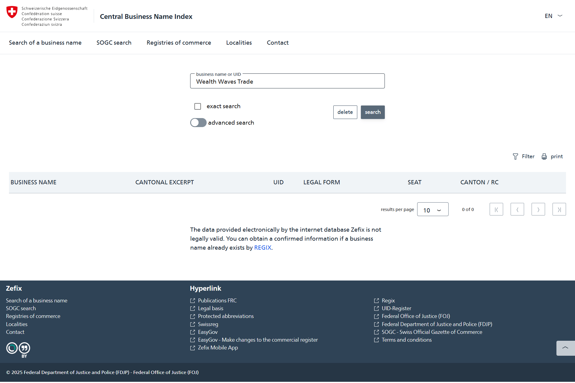 Registries of Commerce of Switzerland Official Website