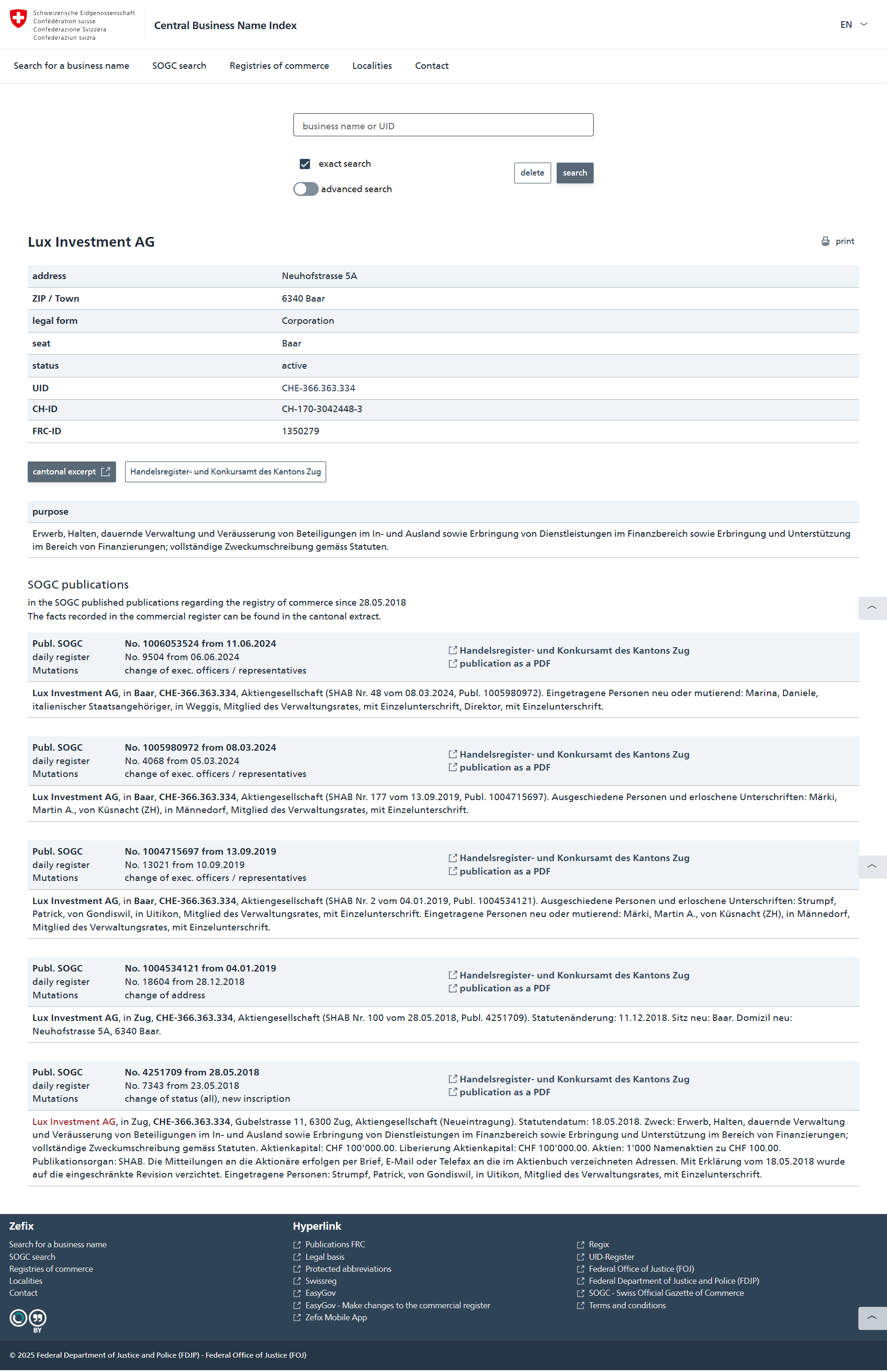 Registries of Commerce of Switzerland