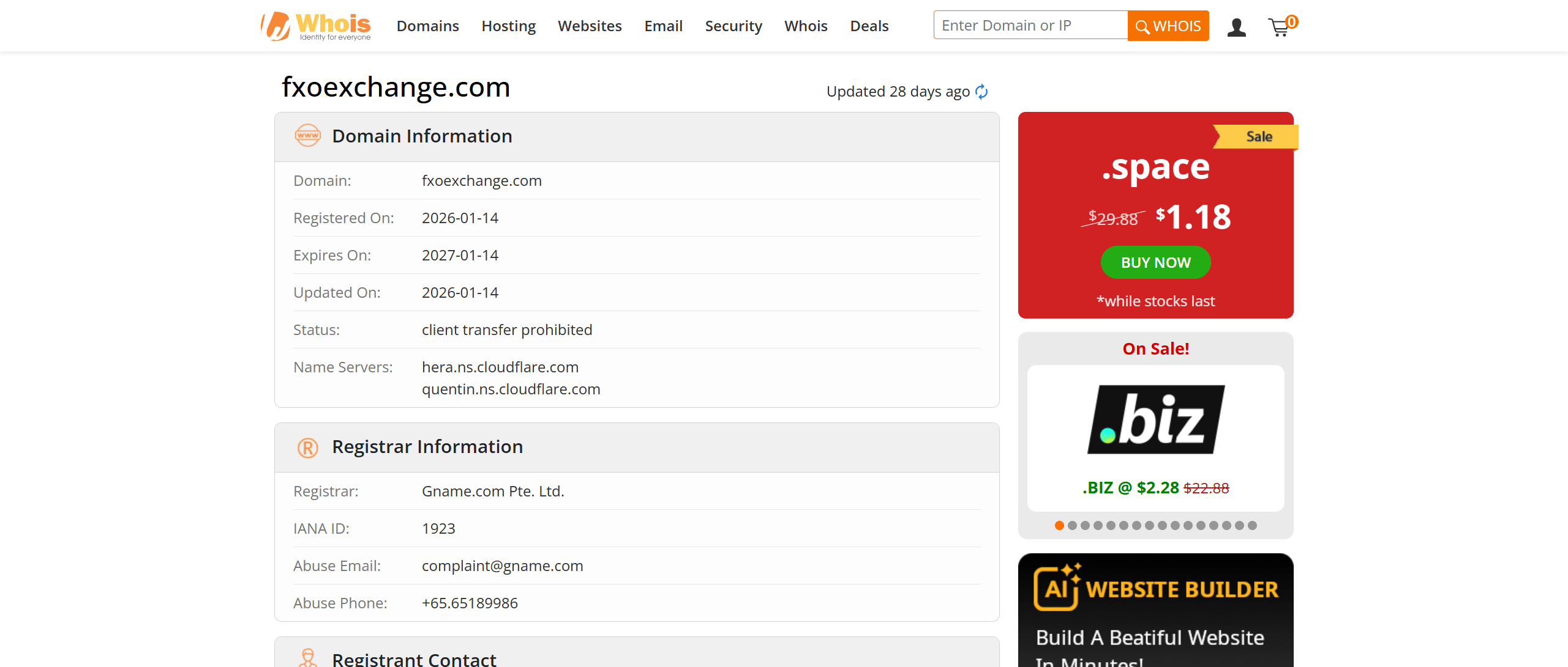 Whois domain registration time