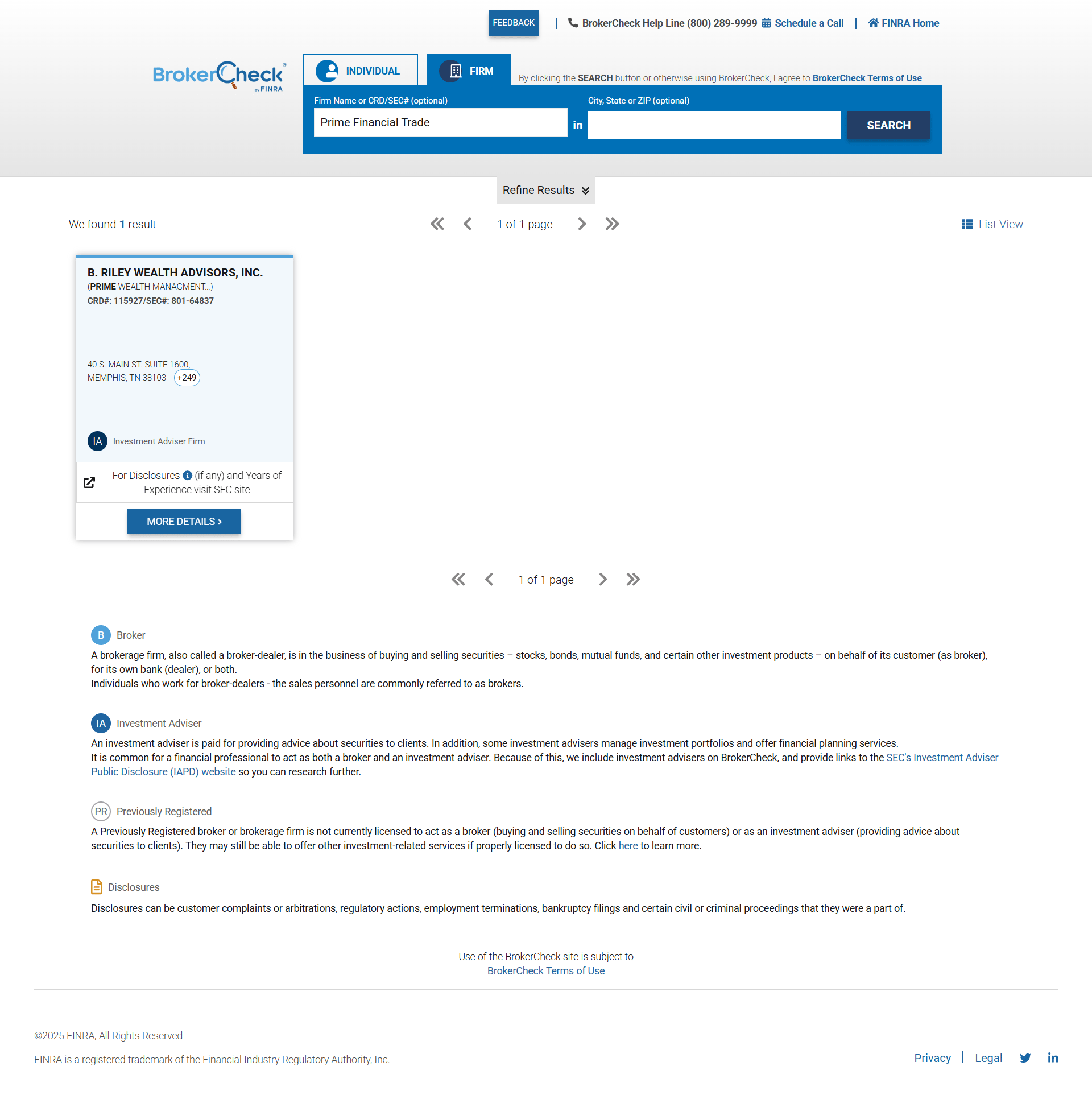 United States Financial Industry Regulatory Authority, Inc（FINRA）