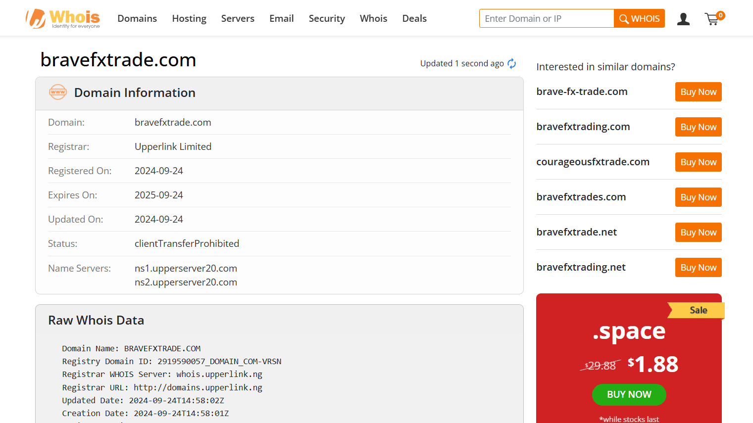 bravefxtrade.com whois